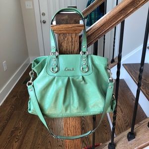 Coach Ashley Green Leather Carryall Satchel Purse